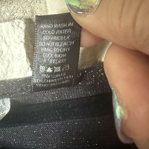 BKE Black Silver Blouse Sz Small Shimmer Leopard  Print Knit Top Holiday Party - Picture 5 of 7